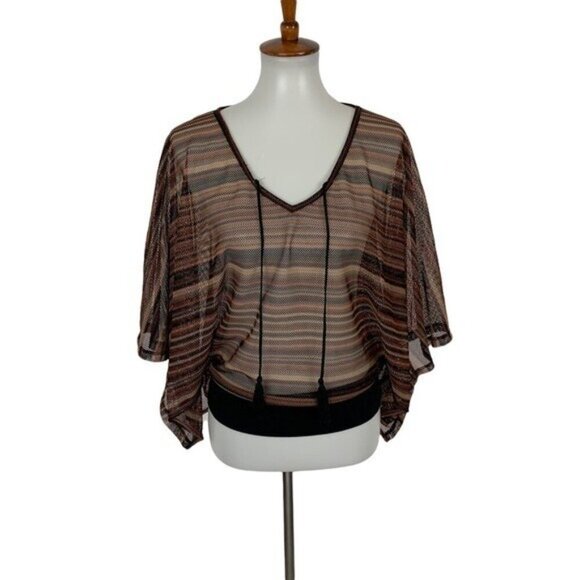Sanctuary Top Small Brown Sheer Boho Flowy Lightweight Layer Festival Vibe - Picture 1 of 7